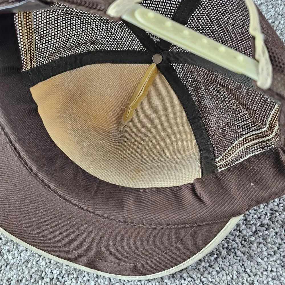 Vintage Datsun Trucker Hat Cap Snap Back 3 Stripe Mesh 280ZX Brown Tuner JDM 80s